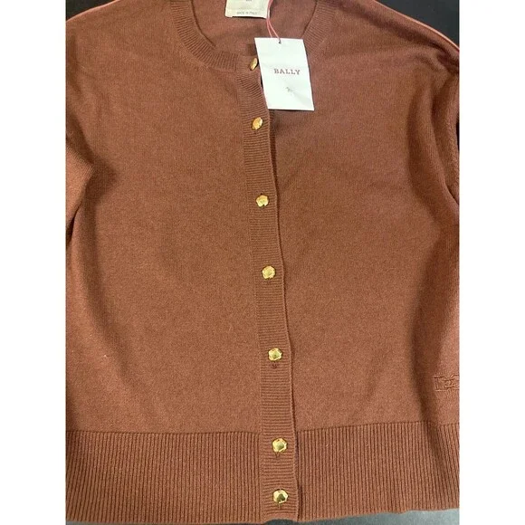Bally Cashmere Cardigan With Leather Lining US 2